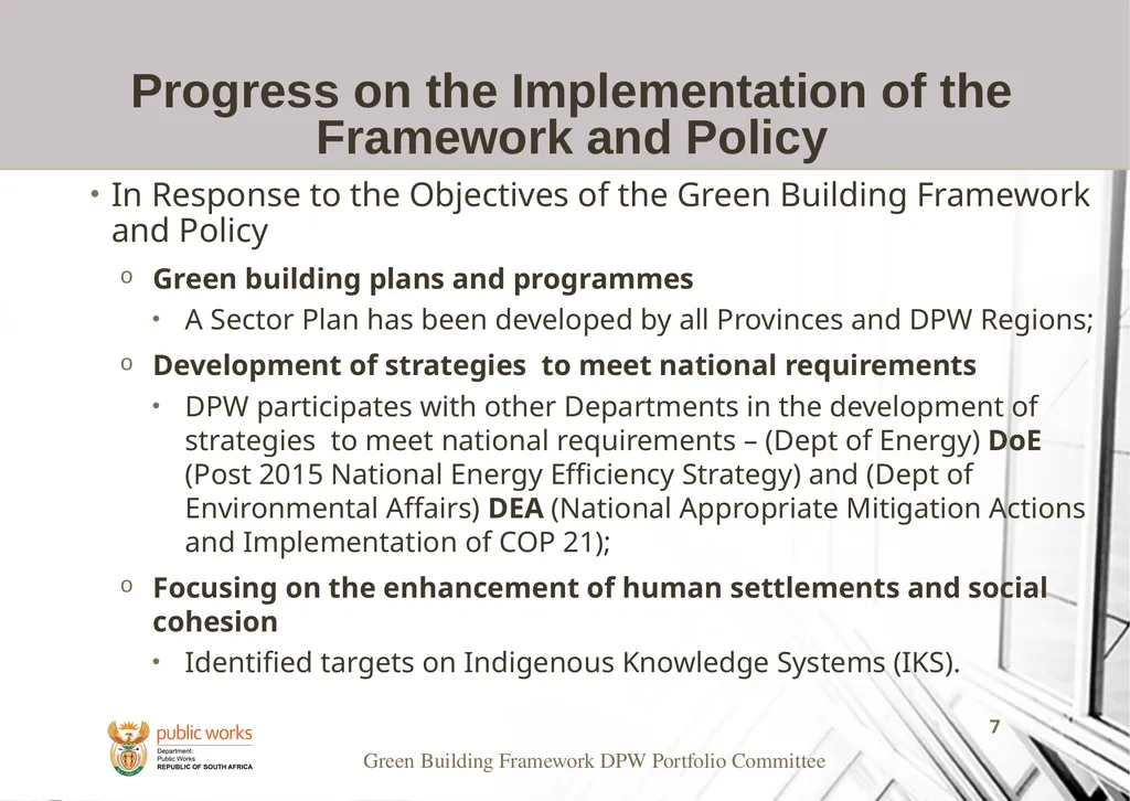 Presentation to the Portfolio Committee on Public - slide 7 of 23