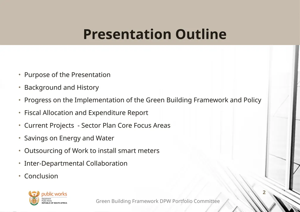 Presentation to the Portfolio Committee on Public - slide 2 of 23
