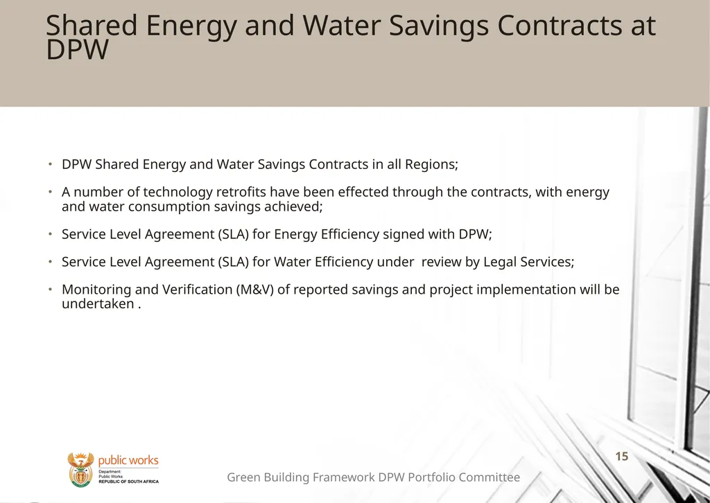 Presentation to the Portfolio Committee on Public - slide 15 of 23