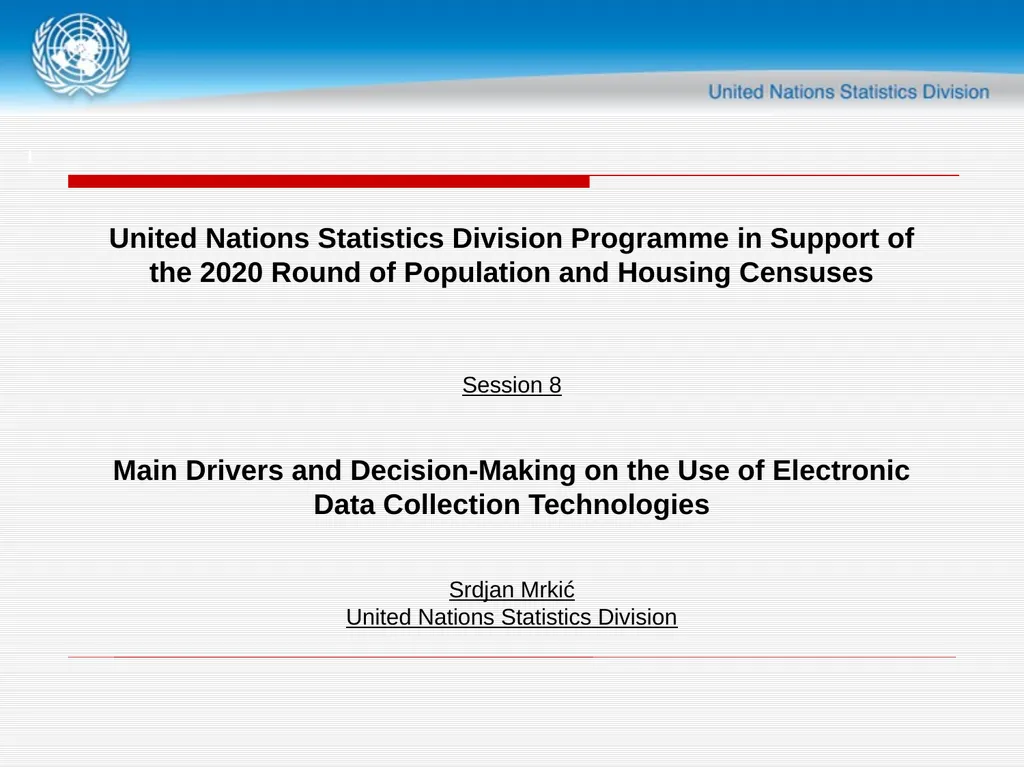 1 United Nations Statistics Division Programme in