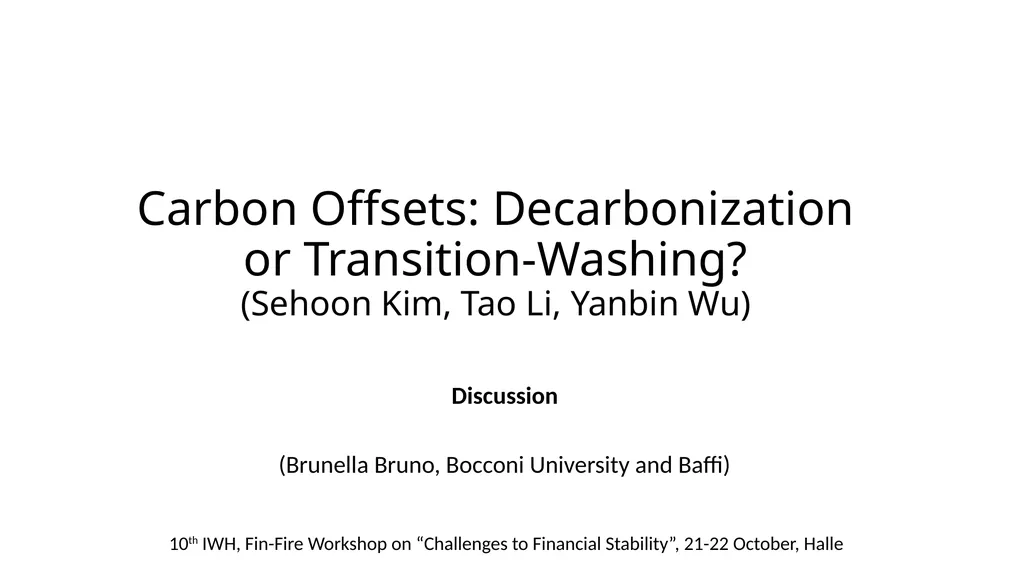Carbon Offsets: Decarbonization or - slide 1 of 15