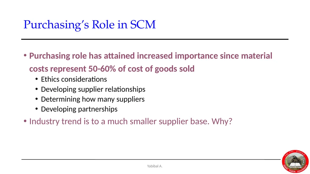 Yabibal A. Chapter 7 Supply Chain, Procurement and - slide 14 of 31