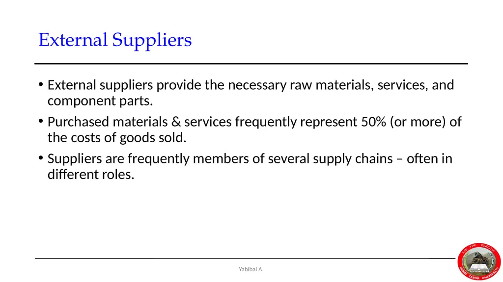 Yabibal A. Chapter 7 Supply Chain, Procurement and - slide 6 of 31