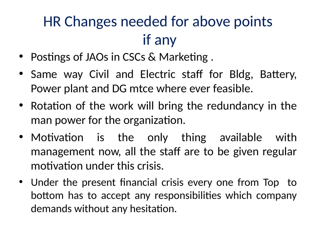 Suggestions for the betterment of the organization - slide 20 of 23