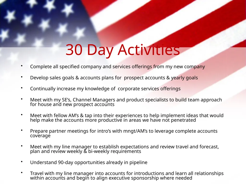 30-60-90 Day Plan Building a Roadmap for success - slide 7 of 13
