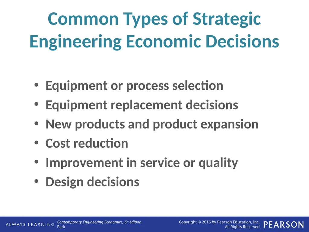 Engineering Economic Decisions Lecture No. 1 - slide 7 of 13