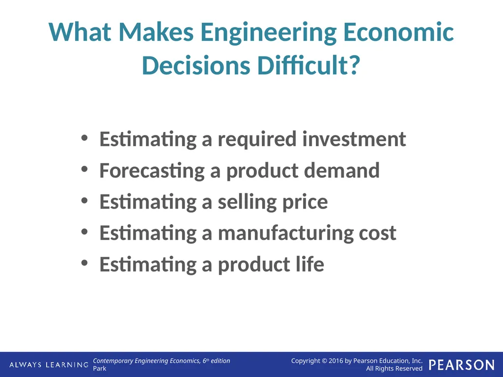 Engineering Economic Decisions Lecture No. 1 - slide 5 of 13