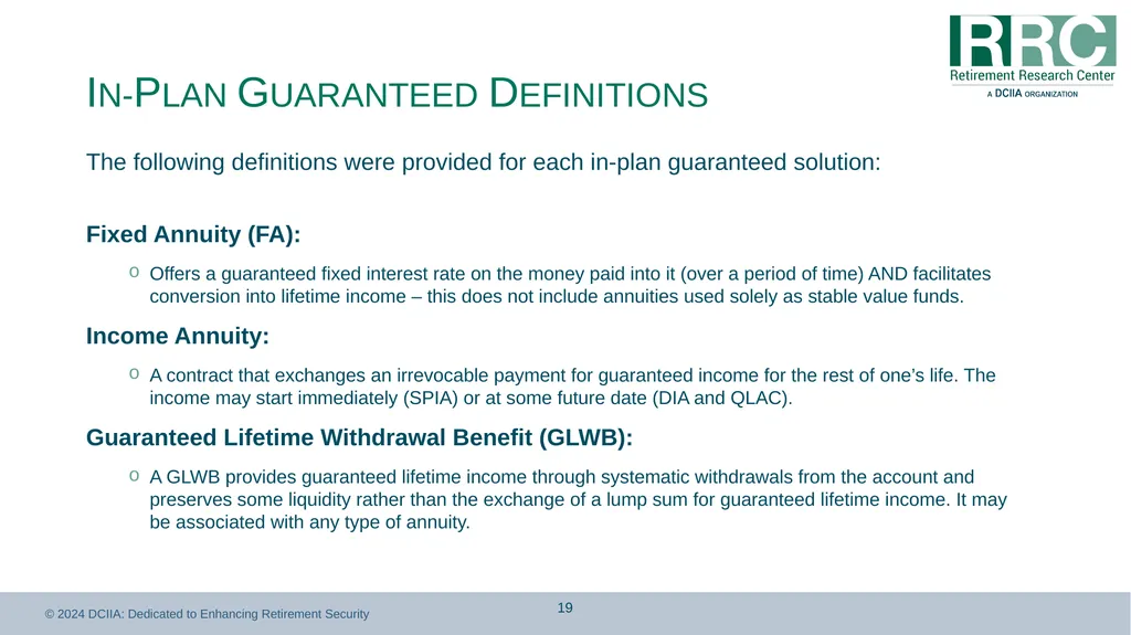Retirement Income Solutions: Recordkeeper Study - slide 19 of 31