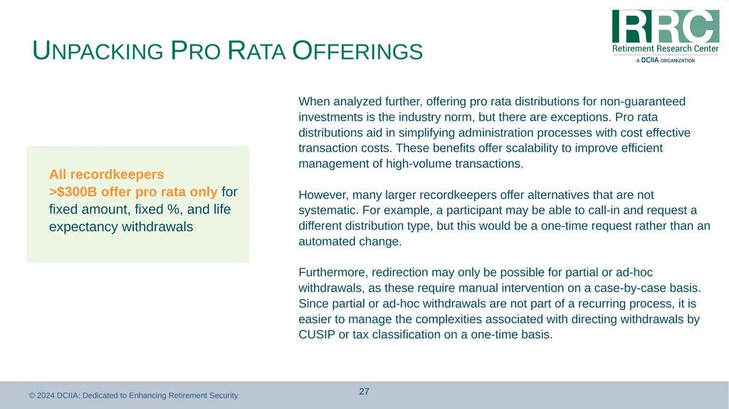 Retirement Income Solutions: Recordkeeper Study - slide 27 of 31