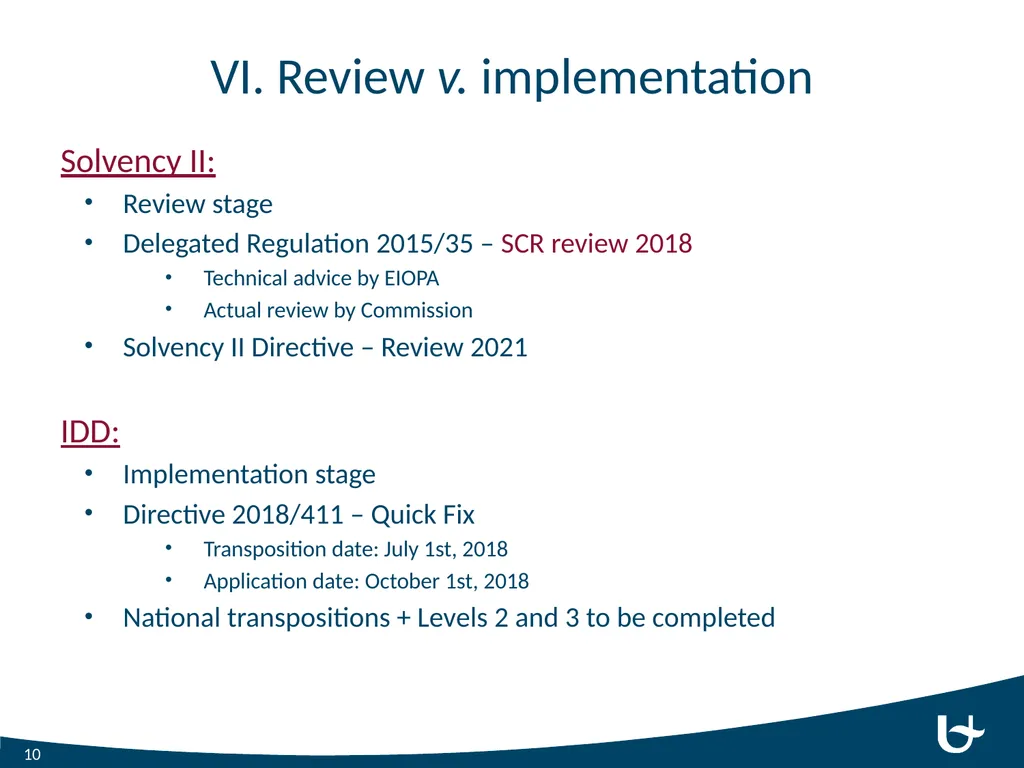 New Developments in Insurance Supervision Solvency - slide 10 of 12