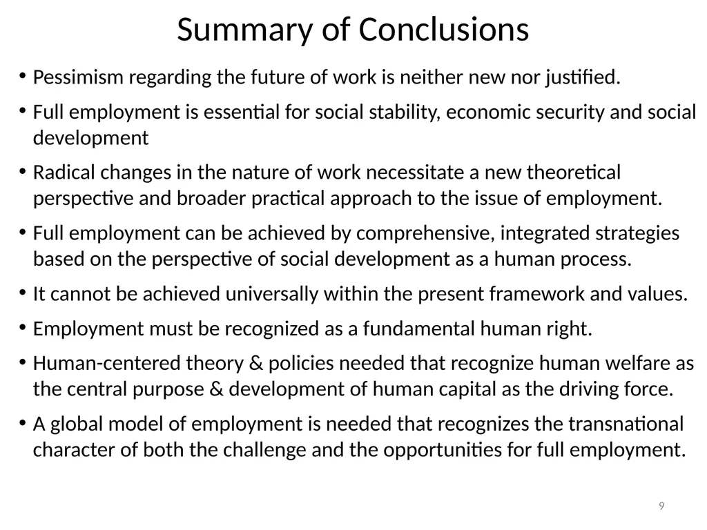 Prospects for Full Employment Presented at the - slide 9 of 11