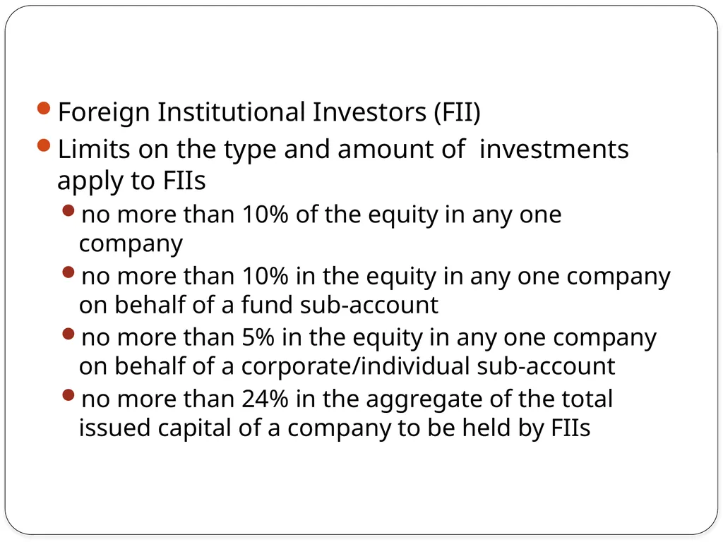 Foreign Investment In INDIA Foreign Direct - slide 21 of 22