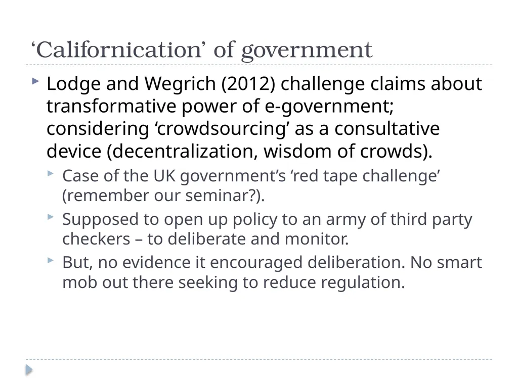 e-Government: perspectives from public policy Dr - slide 41 of 45