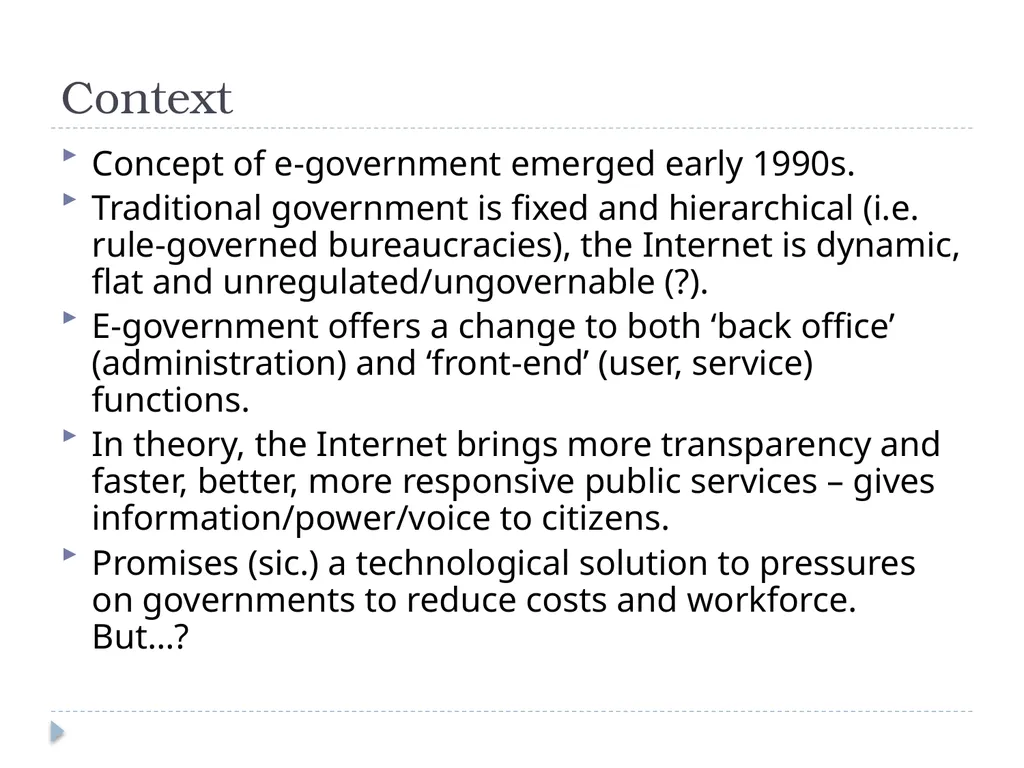 e-Government: perspectives from public policy Dr - slide 9 of 45