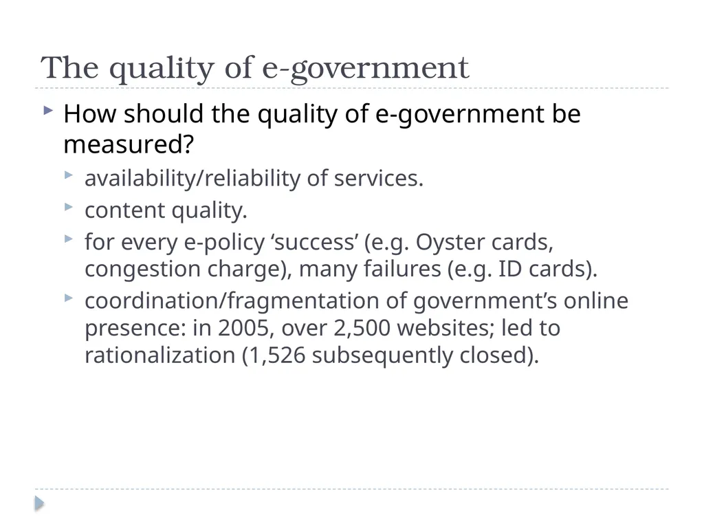 e-Government: perspectives from public policy Dr - slide 28 of 45