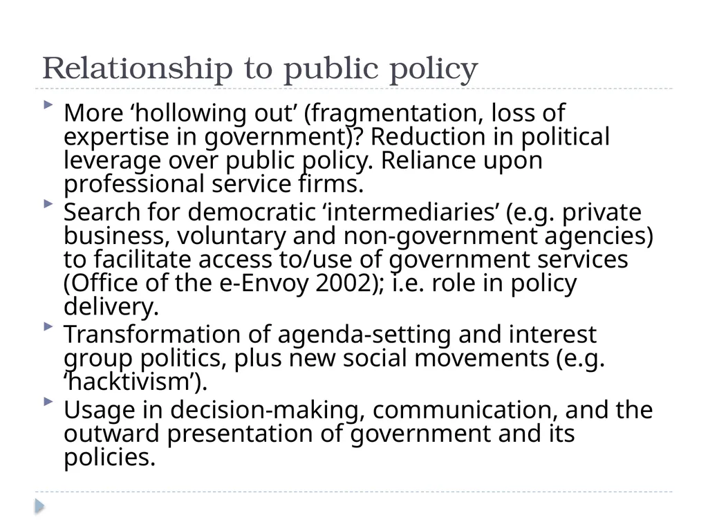 e-Government: perspectives from public policy Dr - slide 13 of 45