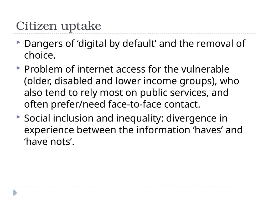 e-Government: perspectives from public policy Dr - slide 39 of 45