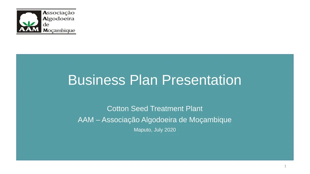 Business Plan Presentation Cotton Seed Treatment - slide 1 of 59