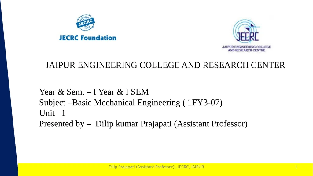 1 Year & Sem. – I Year & I SEM - slide 1 of 33
