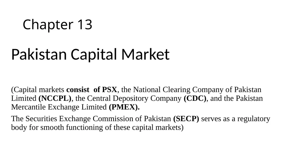 Chapter 13 Pakistan Capital Market (Capital - slide 1 of 17