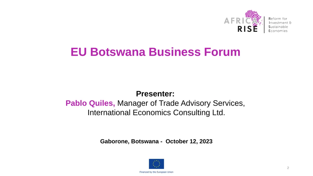 Africa RISE “Reform for Investment and Sustainable - slide 2 of 19