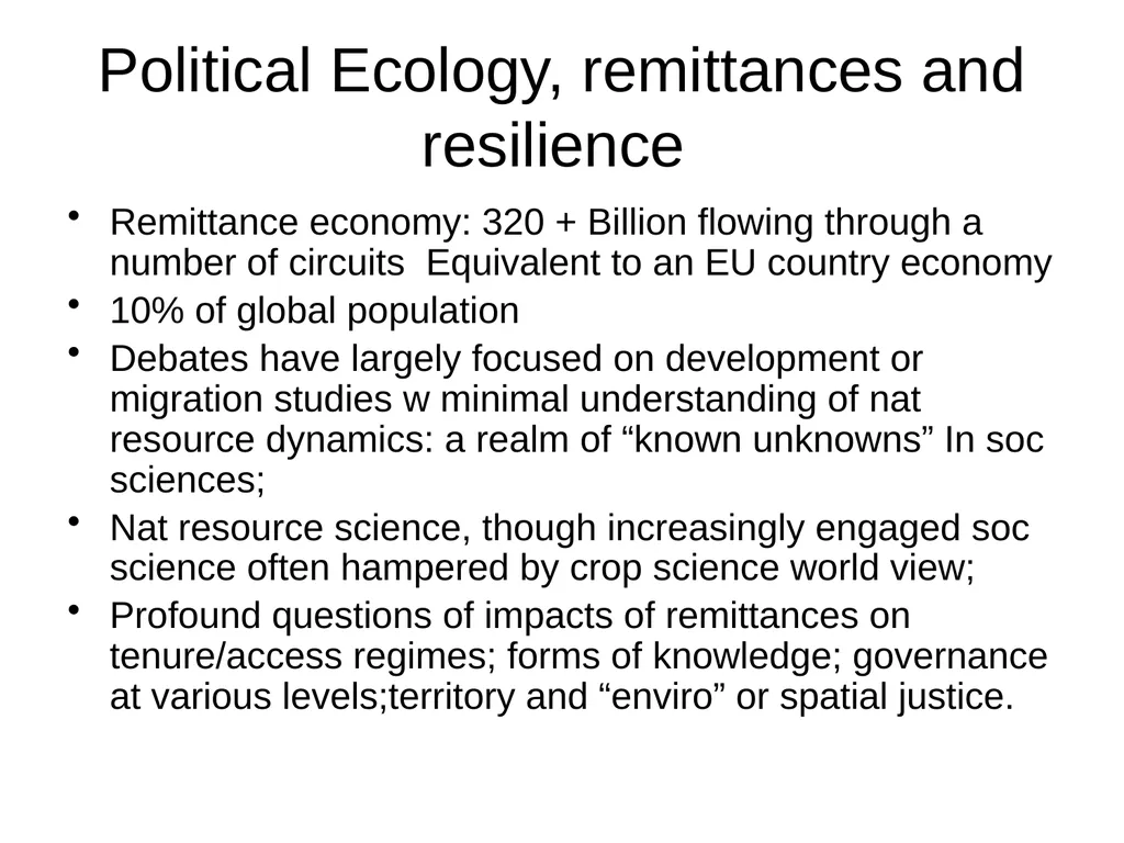 Modern Political ecologies: landscapes of social - slide 2 of 17