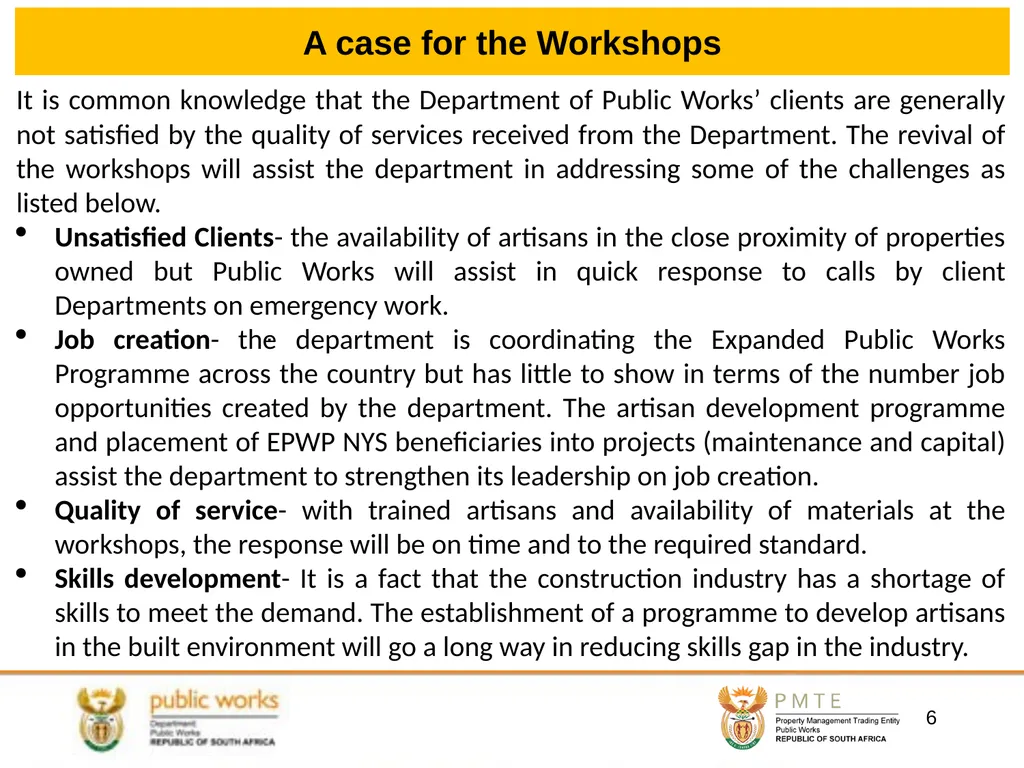 DEPARTMENTAL WORKSHOPS PROPOSED RESUSCITATION AND - slide 6 of 23