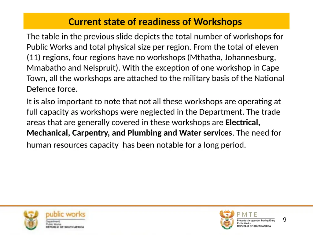 DEPARTMENTAL WORKSHOPS PROPOSED RESUSCITATION AND - slide 9 of 23