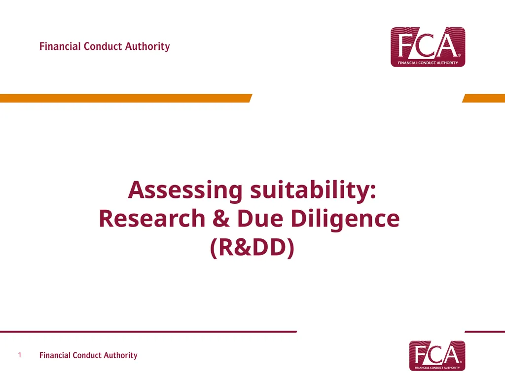 Assessing suitability: Research & Due Diligence - slide 1 of 15