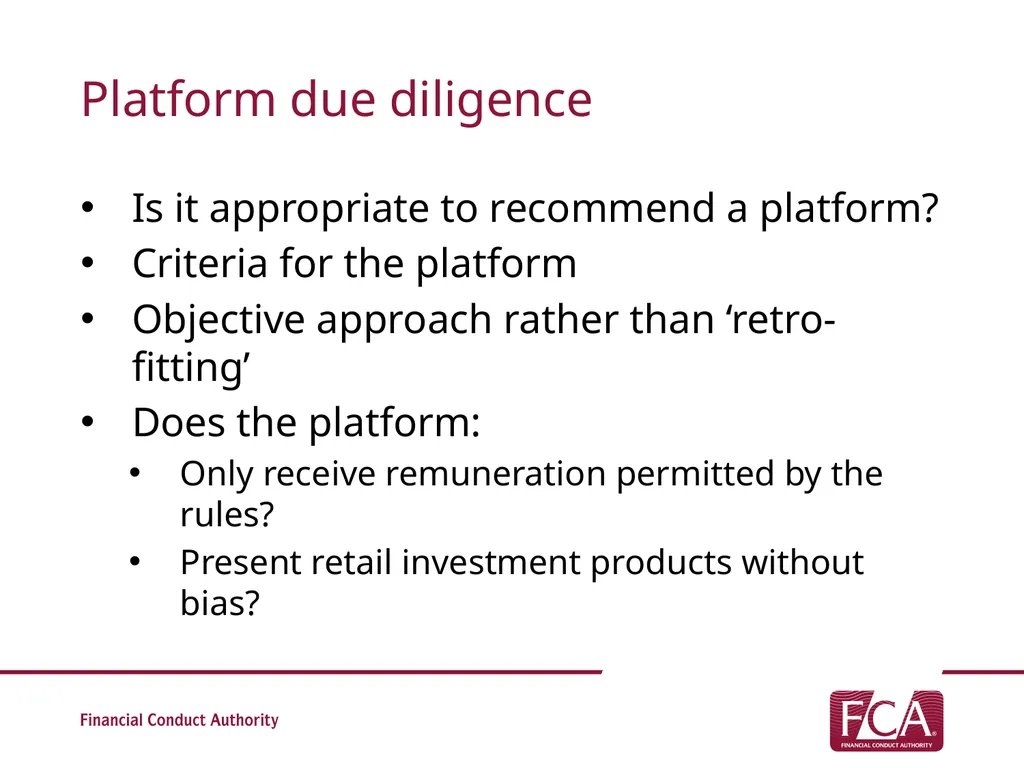Assessing suitability: Research & Due Diligence - slide 9 of 15