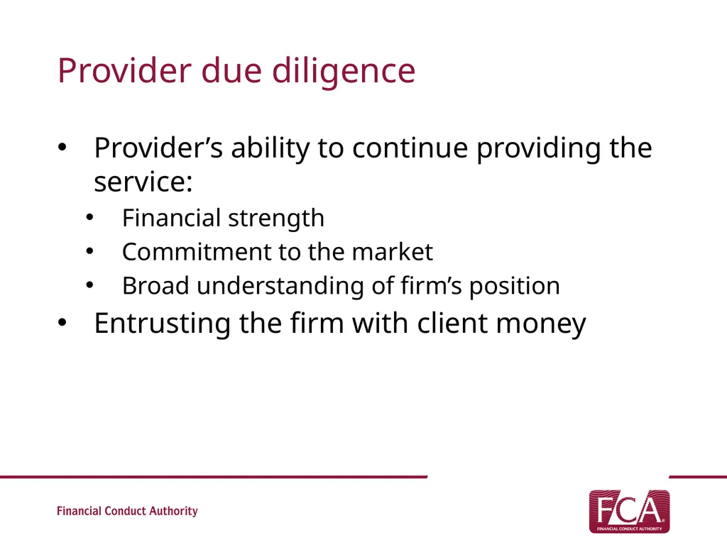 Assessing suitability: Research & Due Diligence - slide 8 of 15