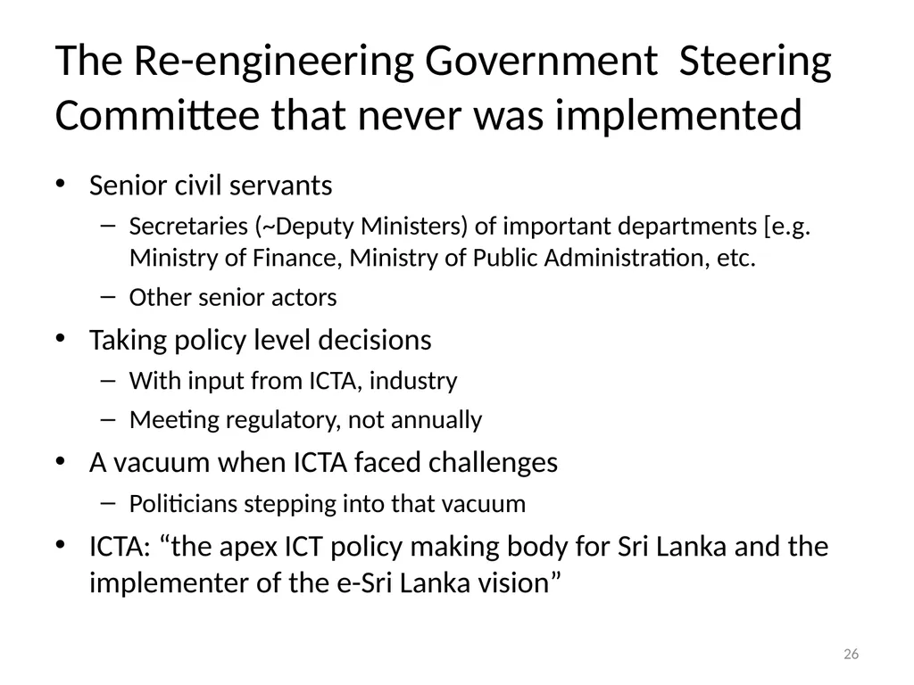 Making and implementing policy Rohan Samarajiva & - slide 26 of 28