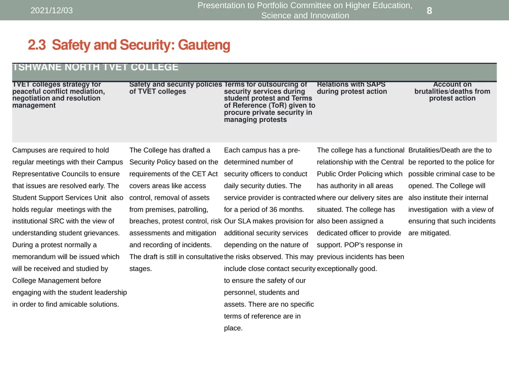 Presentation to Portfolio Committee on Higher - slide 8 of 18