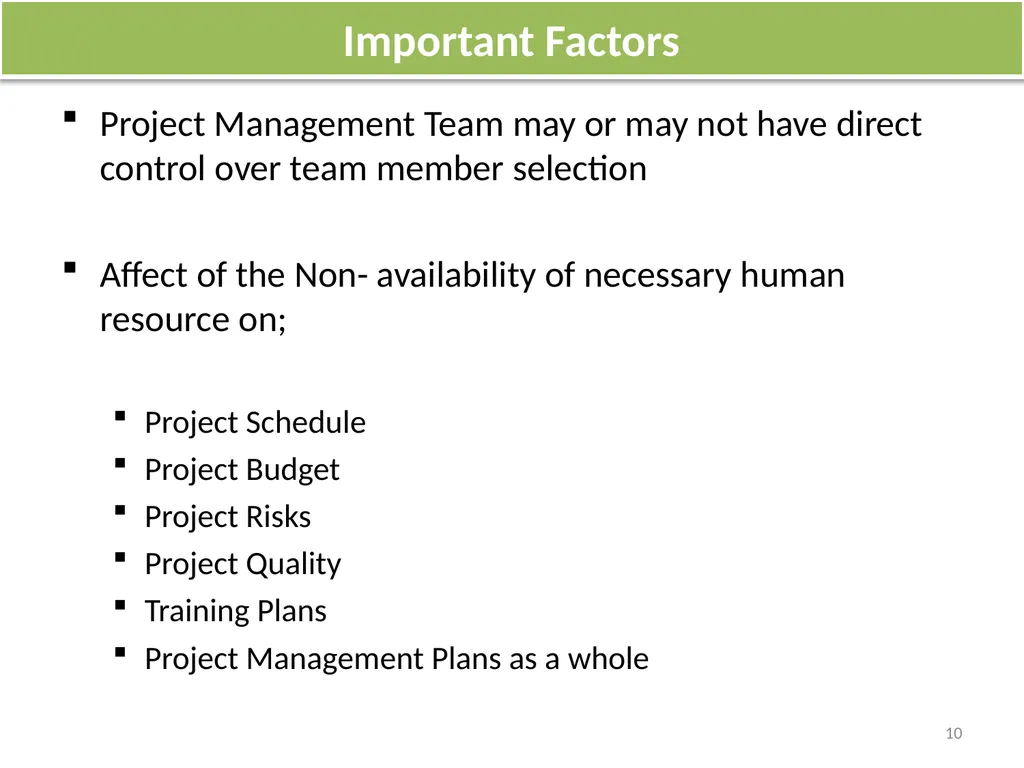 Lecture 5 Acquire Project Team OVERVIEW Acquiring - slide 10 of 31