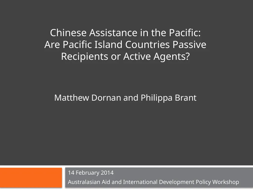 14 February 2014 Australasian Aid and