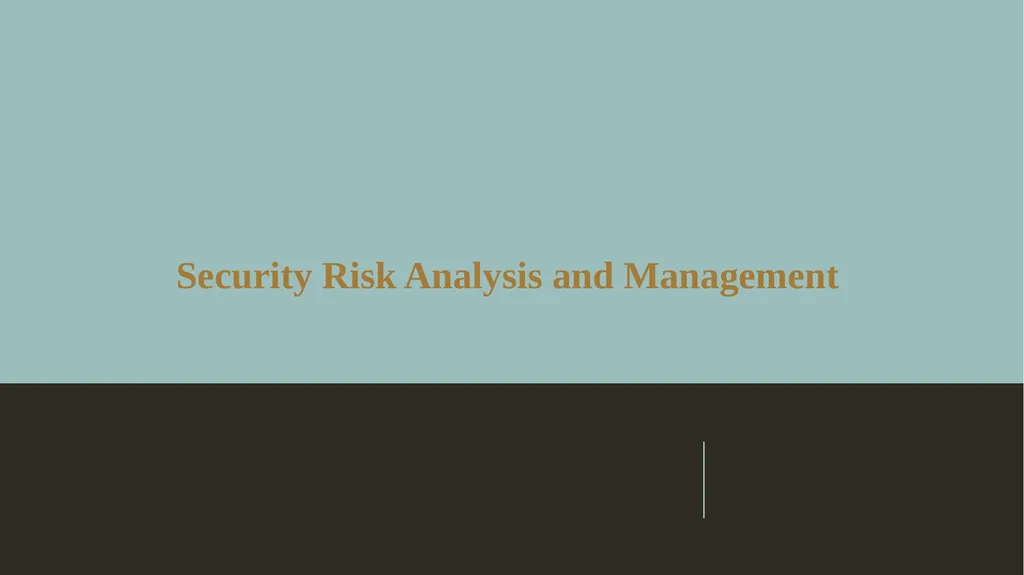 Security Risk Analysis and Management Risk