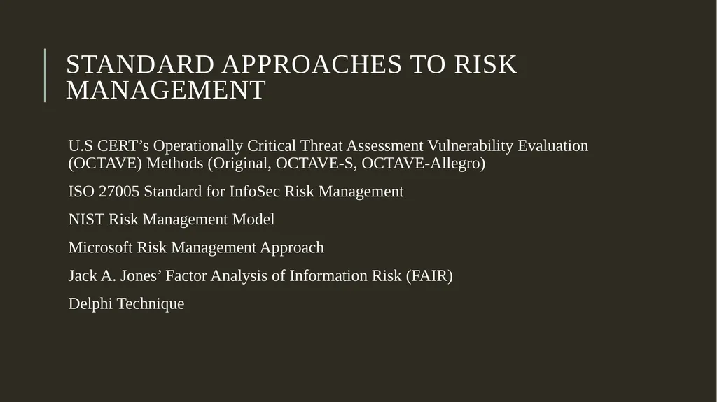 Security Risk Analysis and Management Risk - slide 21 of 22