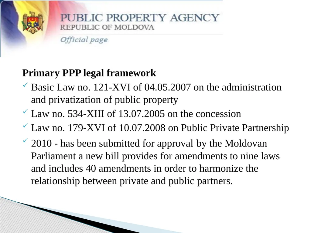 PPP Development Stage in Republic of Moldova - slide 3 of 13