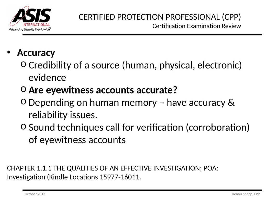 CERTIFIED PROTECTION PROFESSIONAL (CPP) - slide 15 of 177