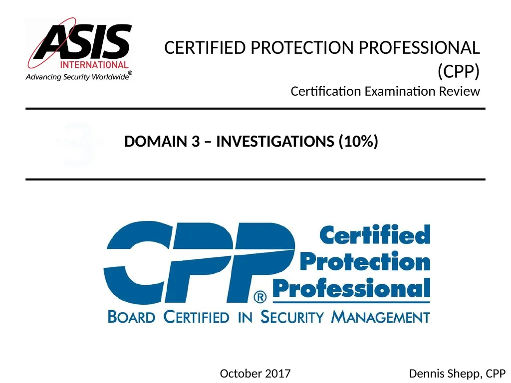 CERTIFIED PROTECTION PROFESSIONAL (CPP) - slide 3 of 177