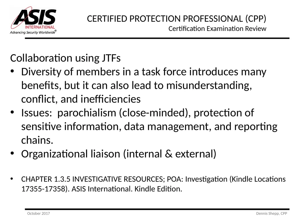 CERTIFIED PROTECTION PROFESSIONAL (CPP) - slide 31 of 177