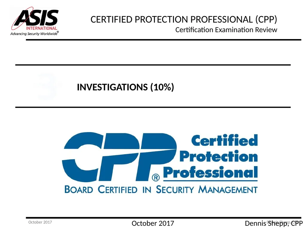 CERTIFIED PROTECTION PROFESSIONAL (CPP) - slide 177 of 177