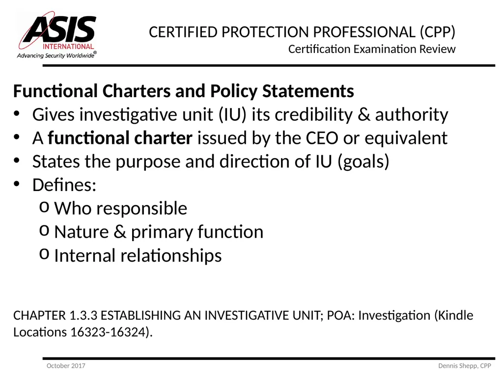 CERTIFIED PROTECTION PROFESSIONAL (CPP) - slide 17 of 177