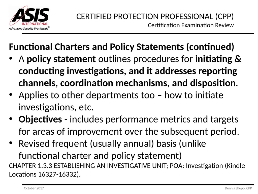 CERTIFIED PROTECTION PROFESSIONAL (CPP) - slide 18 of 177
