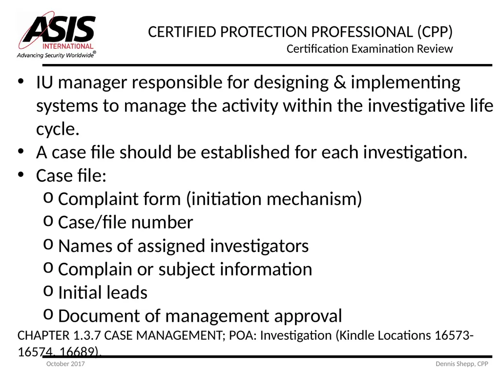 CERTIFIED PROTECTION PROFESSIONAL (CPP) - slide 20 of 177