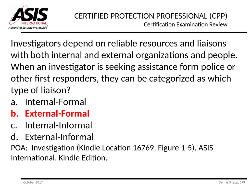 CERTIFIED PROTECTION PROFESSIONAL (CPP) - slide 132 of 177