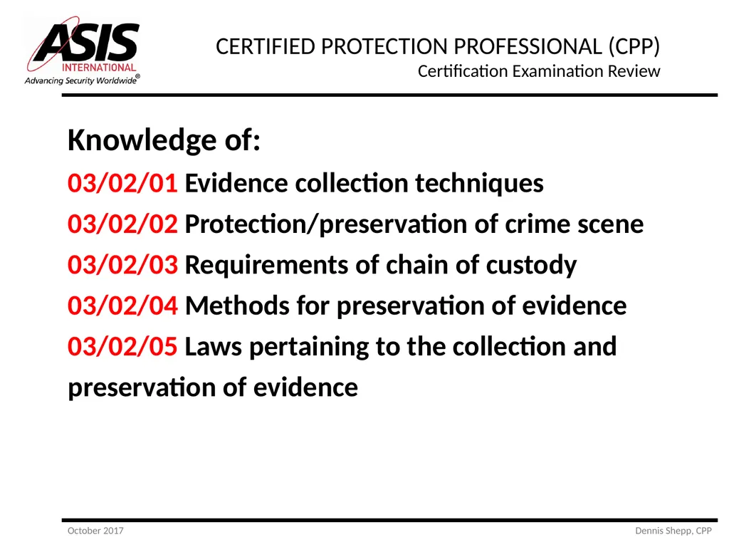 CERTIFIED PROTECTION PROFESSIONAL (CPP) - slide 49 of 177