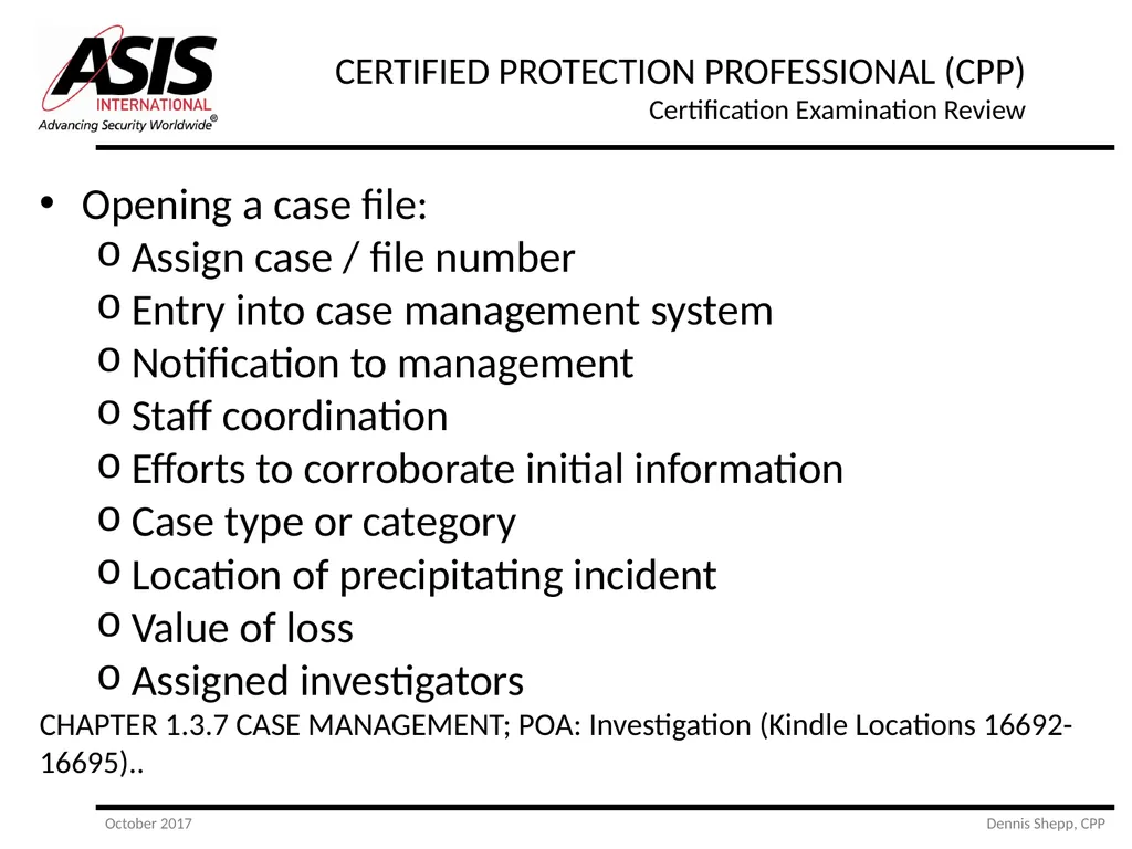 CERTIFIED PROTECTION PROFESSIONAL (CPP) - slide 21 of 177