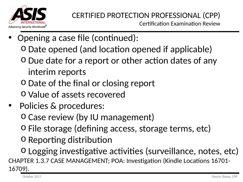CERTIFIED PROTECTION PROFESSIONAL (CPP) - slide 22 of 177
