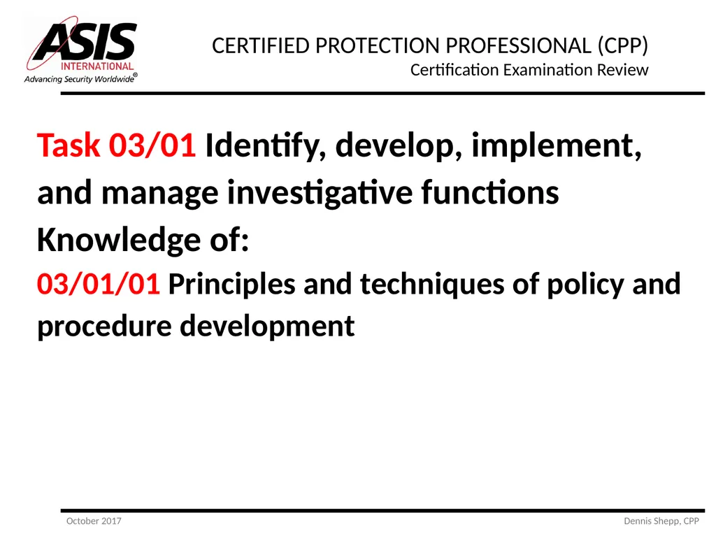 CERTIFIED PROTECTION PROFESSIONAL (CPP) - slide 8 of 177